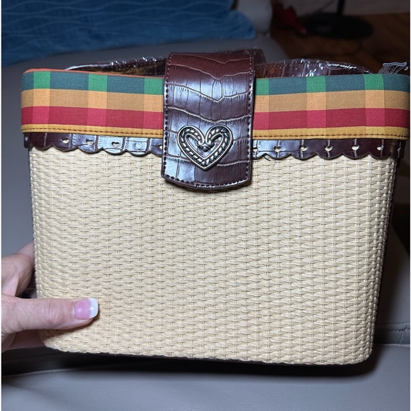 Brand New Brighton Straw w/ Faux Leather Trim and Straps - Brighton Logo Front - Picture 1 of 9